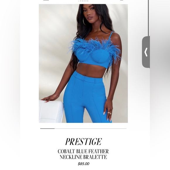 Blue Club L pants and feather crop top. Sold together or separate - Picture 1 of 4